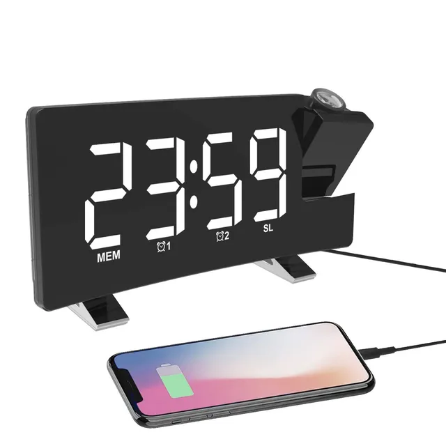 ThreeH radiosveglia proiezione bianca display USB snooze