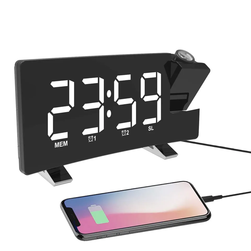 ThreeH radiosveglia proiezione bianca display USB snooze