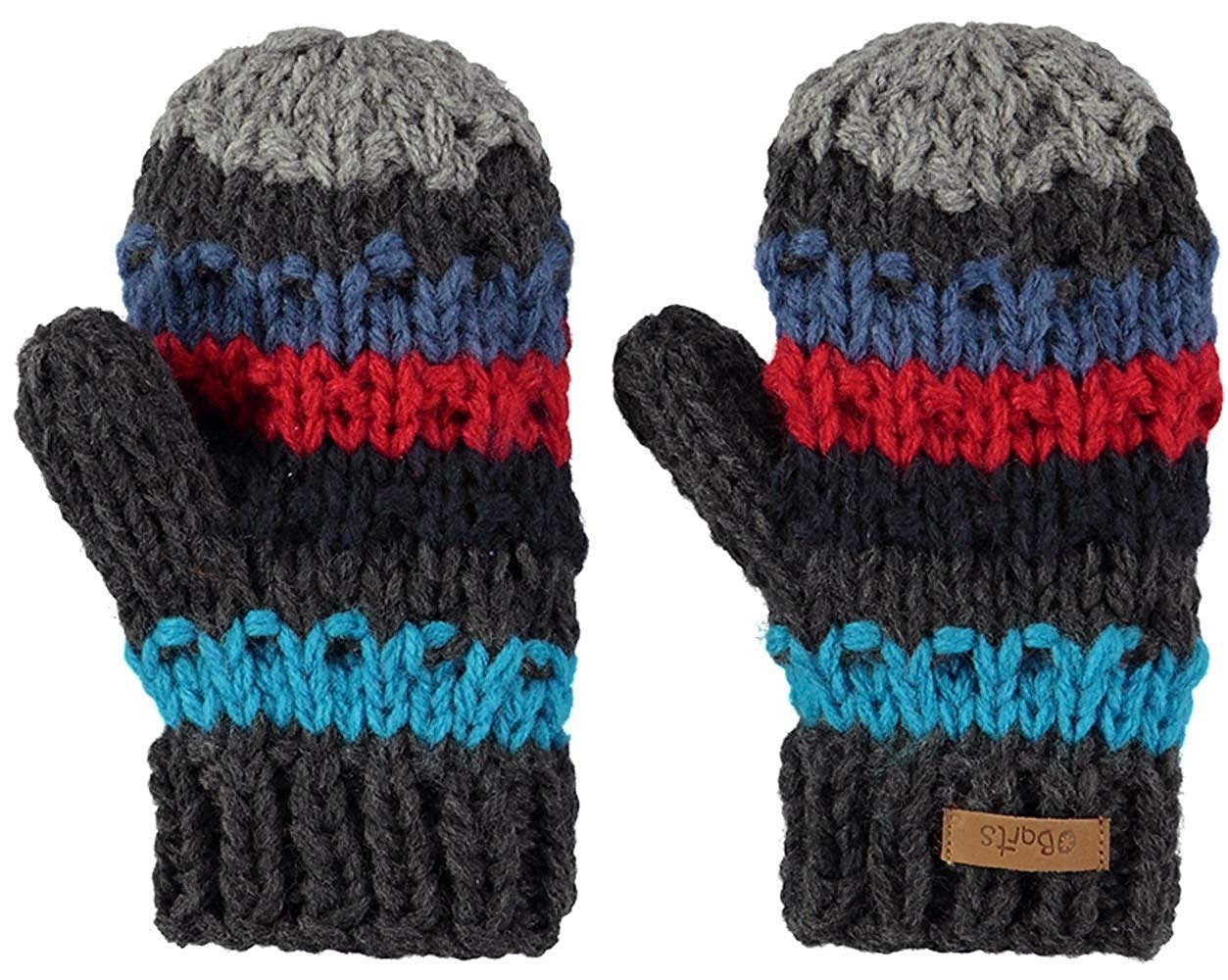 Barts Skeely Mitts muffole grigie a righe taglia unica