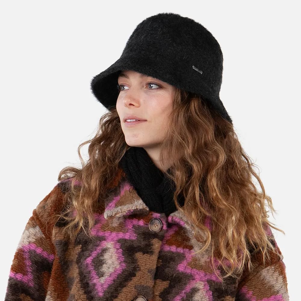 Barts Lavatera Cappello Donna Bucket Nero Pelliccia