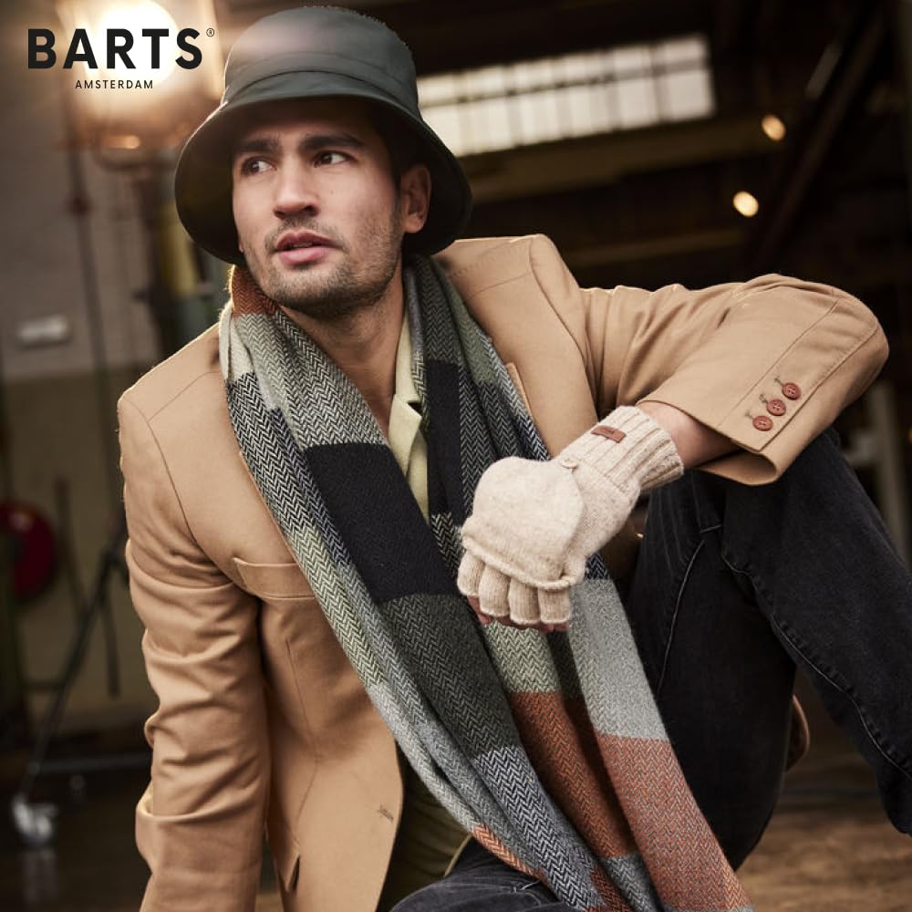 Barts Haakon Guanti Uomo Blu L/XL in Lana con Muffola