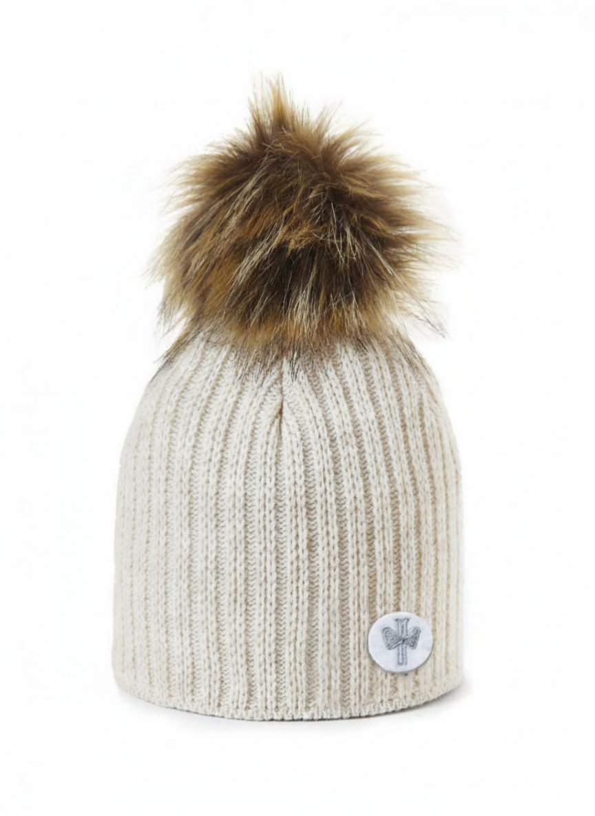 PIPOLAKI Merry berretto lana nero con pompon polare
