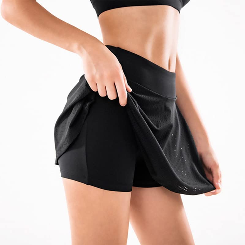 ThreeH Gonna Tennis Donna Pieghettata con Short Traspirante