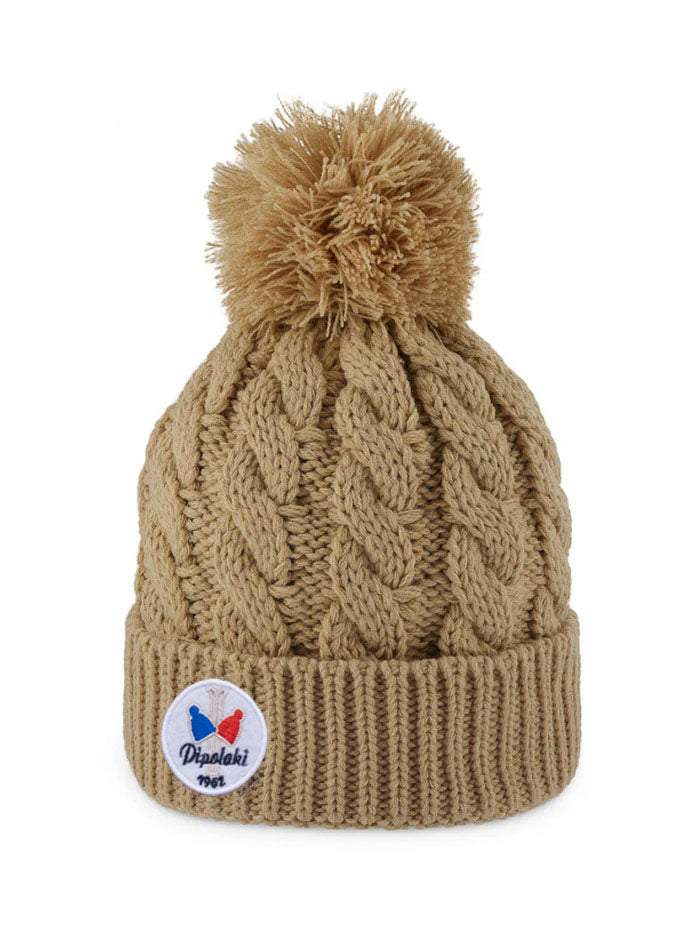 Pipolaki Gstaad Berretto Pompon Nero Treccia Pile