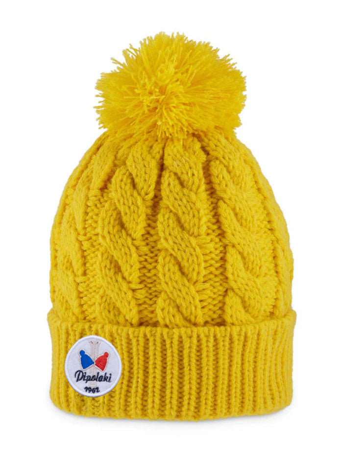 Pipolaki Gstaad Berretto Pompon Nero Treccia Pile