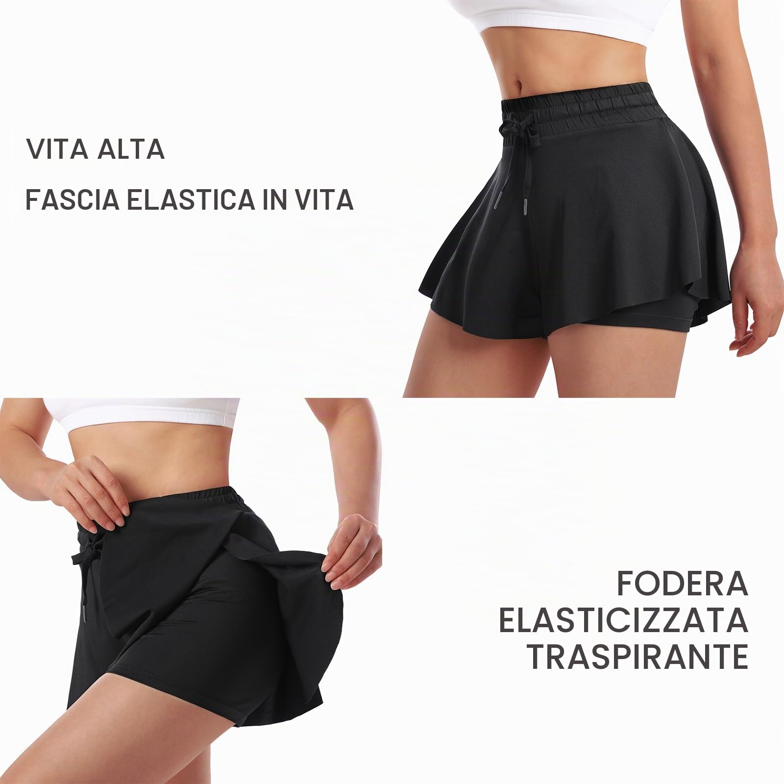 ThreeH Pantaloncini Yoga Donna 2 in 1 Traspiranti Estate