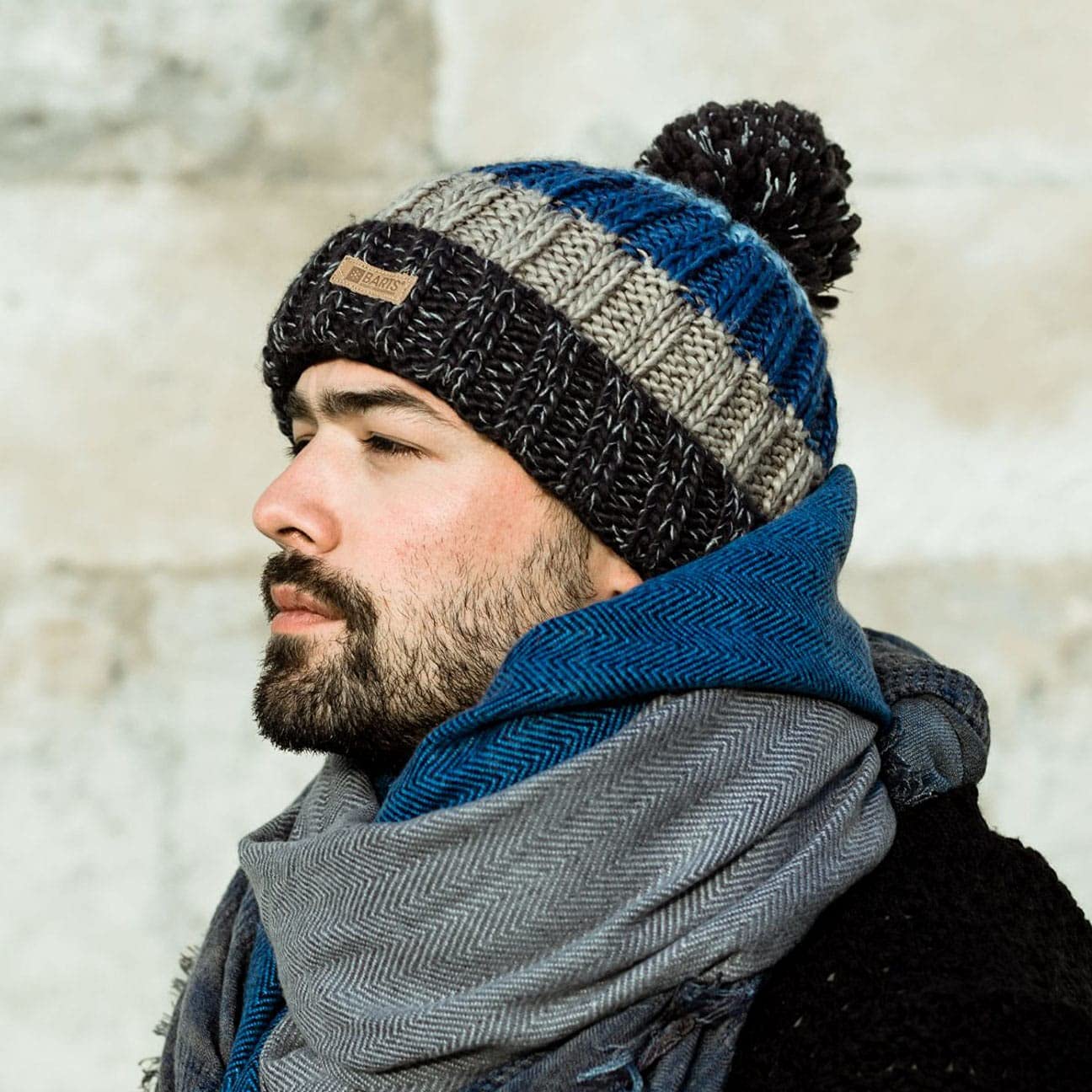 Barts Wilhelm Berretto Uomo Borgogna con Pompon in Maglia