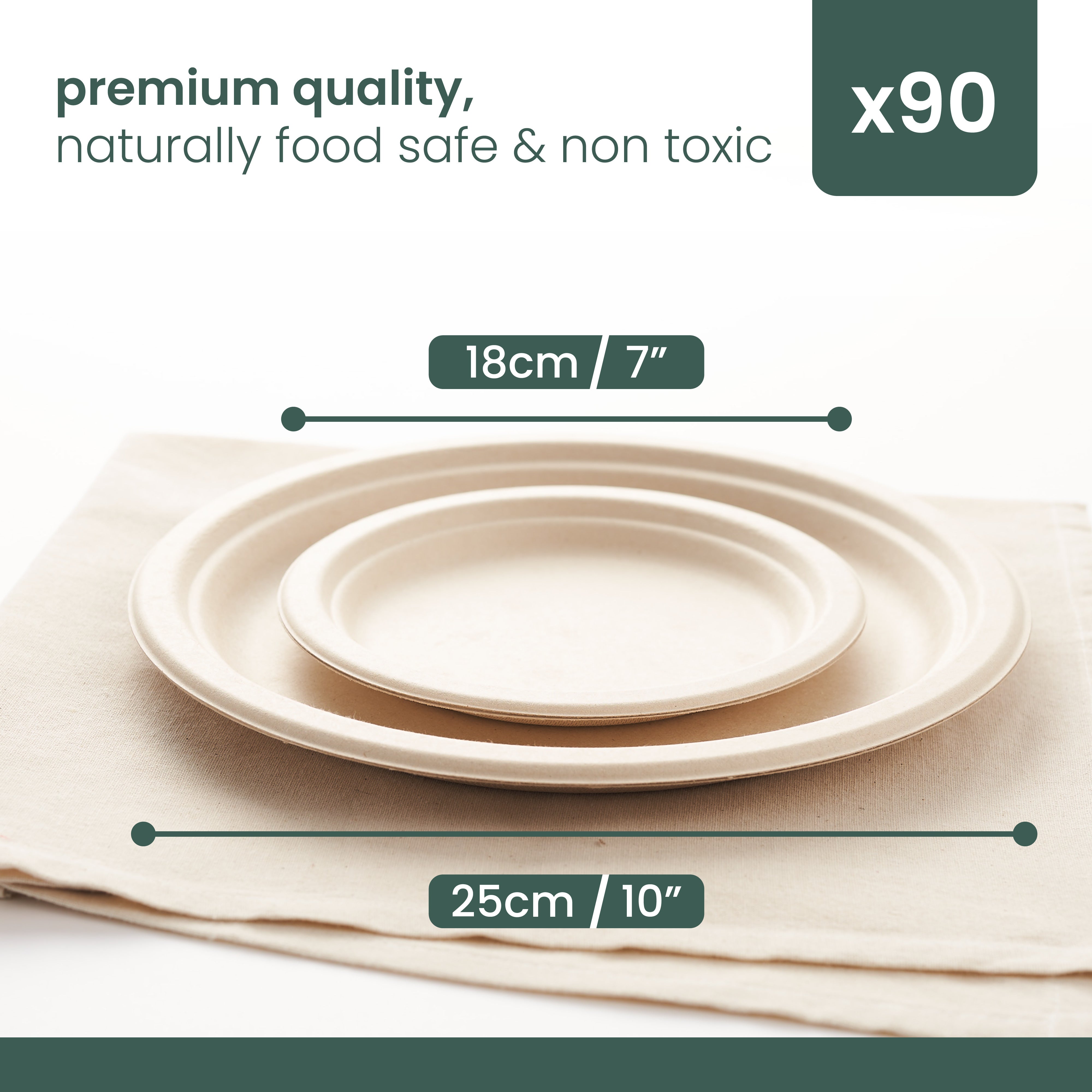 haago Sugarcane Plates Piatti monouso 90 pezzi 25+18 cm