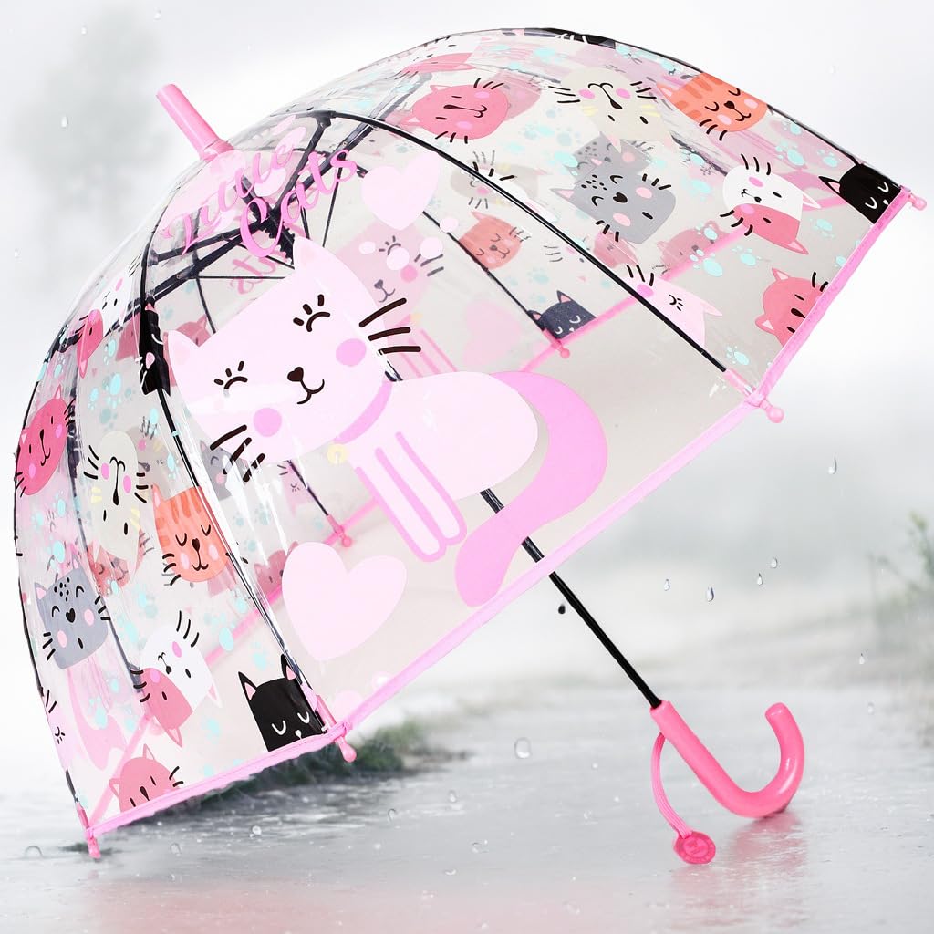 ThreeH Ombrello Bambini Rosa Trasparente Automatico 70 cm