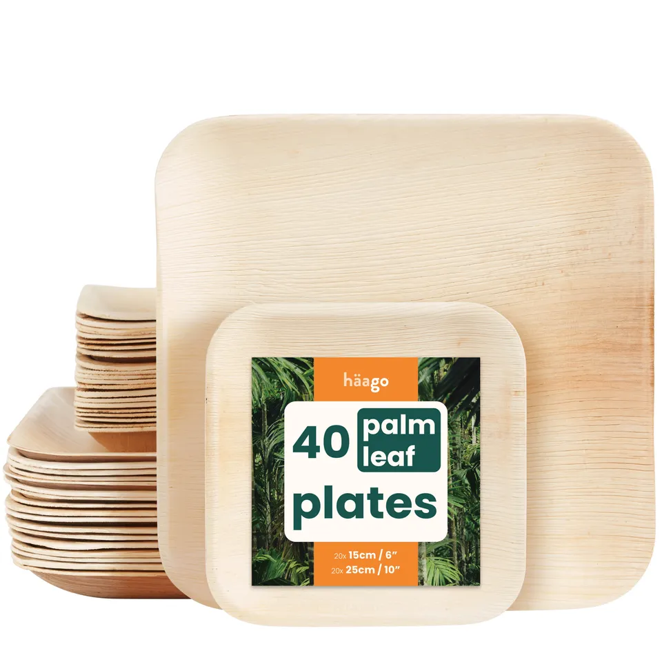 haago Palm Leaf Plates piatti quadrati 15+25 cm 40 pezzi