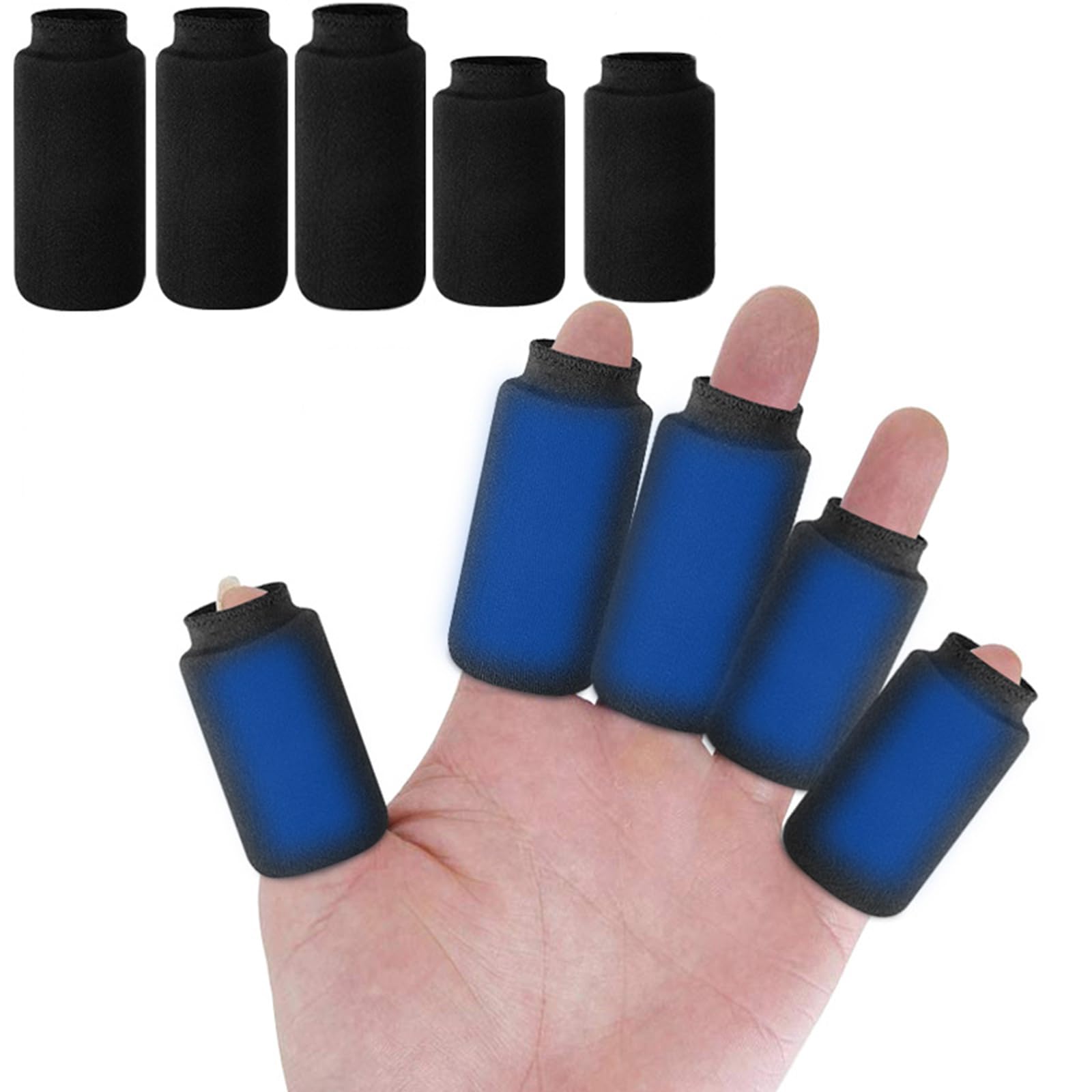 ThreeH manicotti ghiaccio dita nero 5 pezzi riutilizzabili