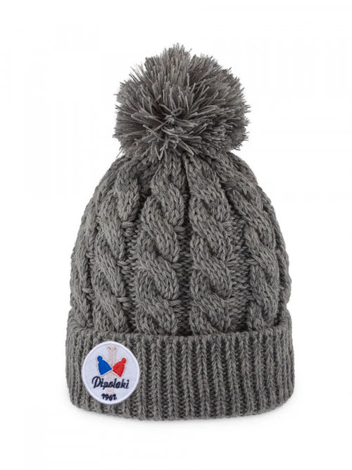 Pipolaki Gstaad Berretto Pompon Nero Treccia Pile