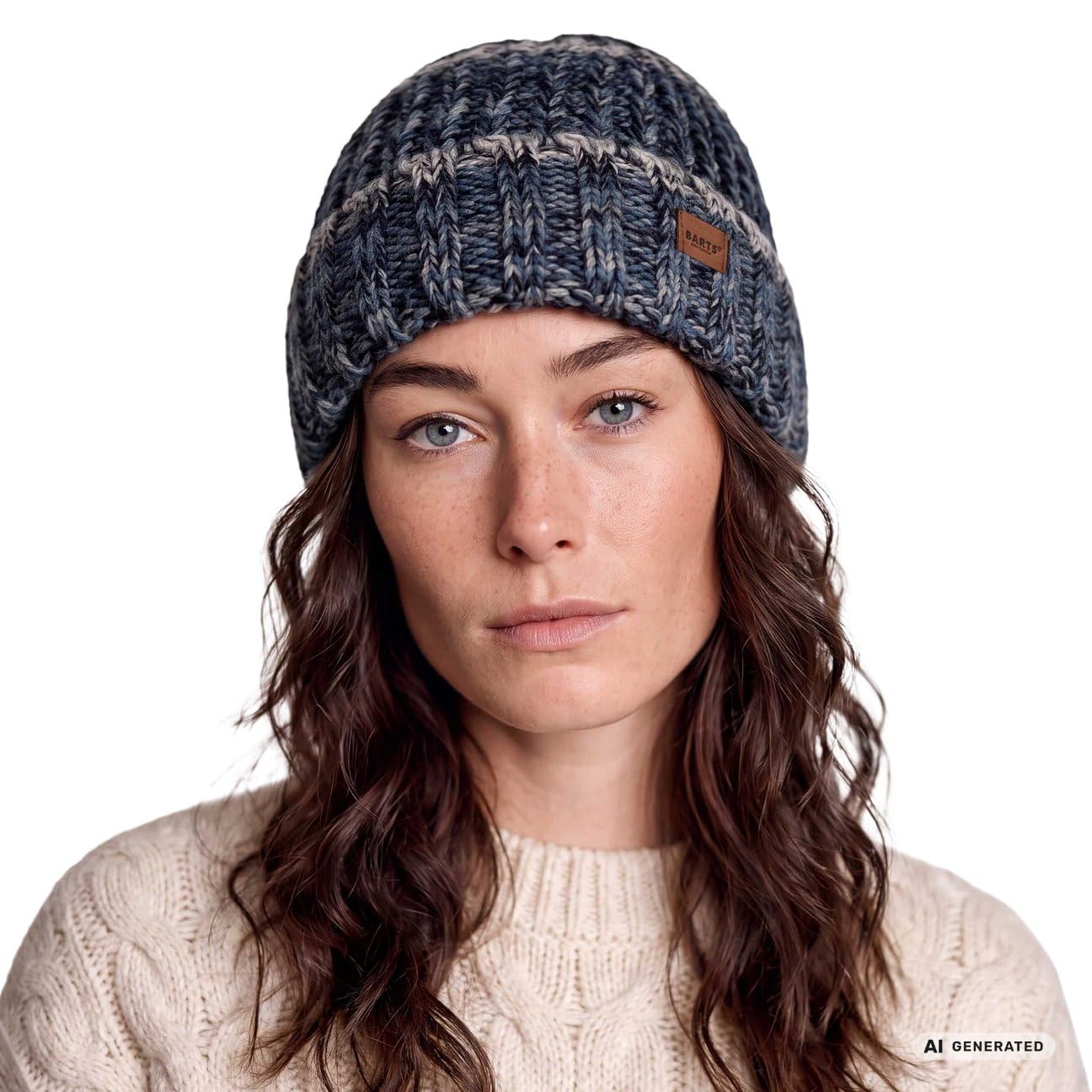 Barts Akotan beanie donna uomo blu con risvolto invernale