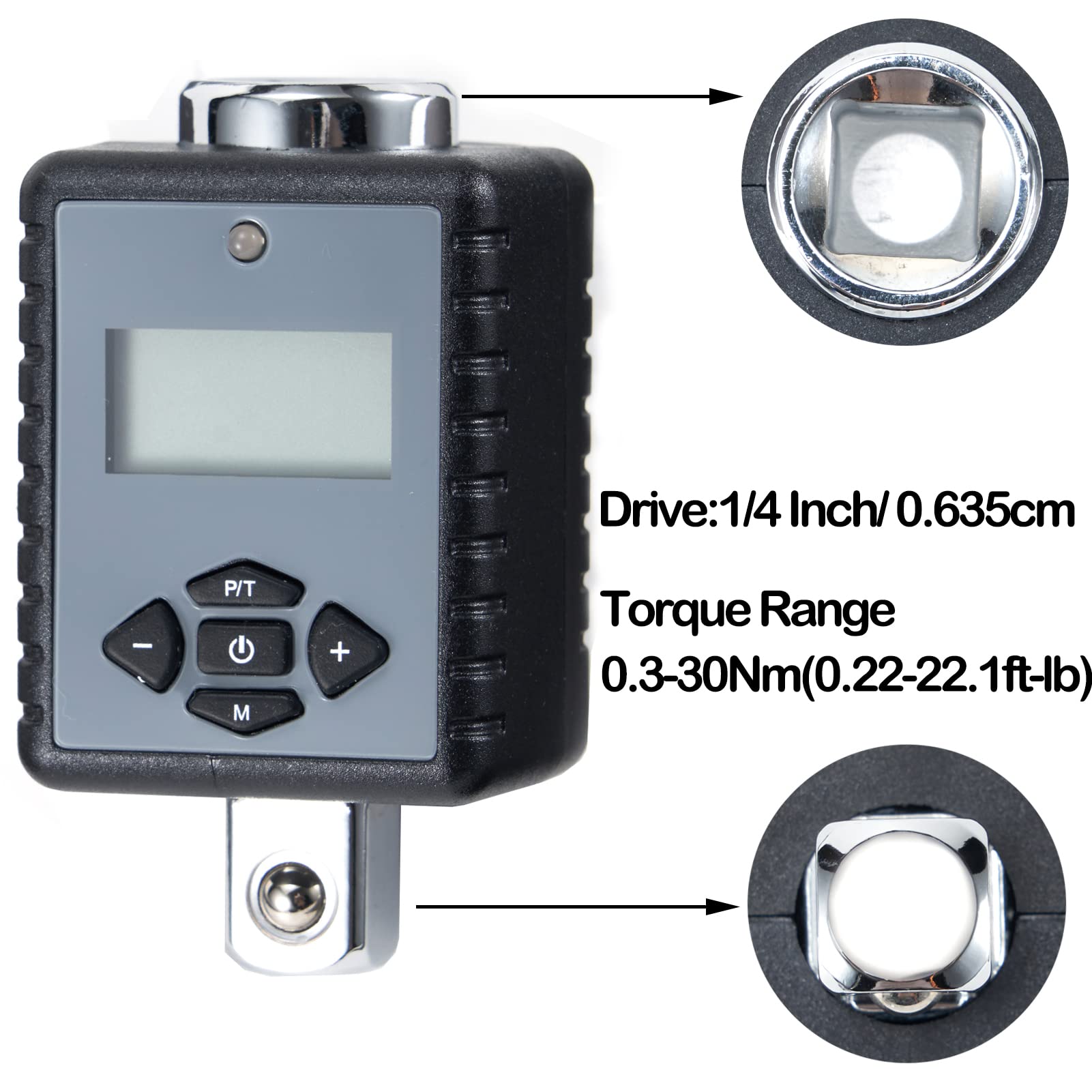 ThreeH Adattatore Dinamometrico Digitale 1/4 30Nm con Buzzer