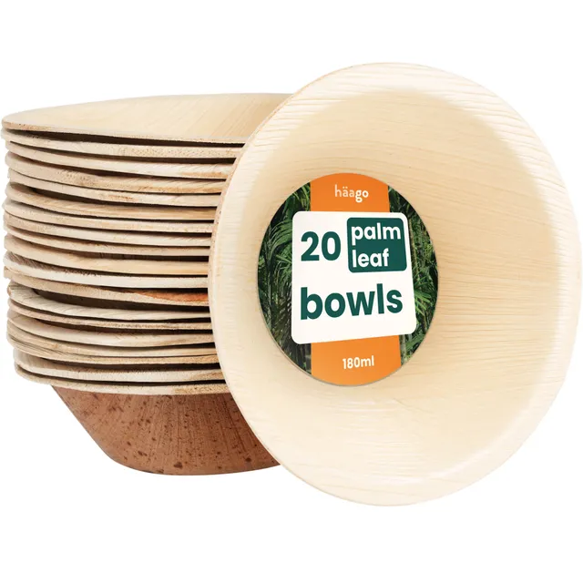 haago Palm Leaf Bowls coppette tonde 180ml 20 pezzi naturali