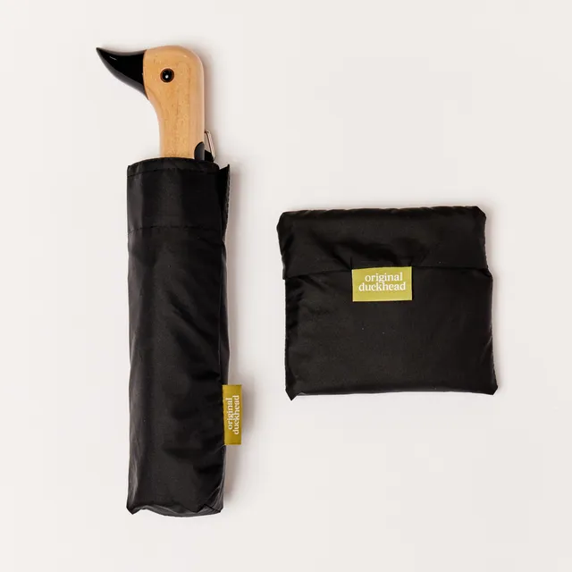 Original Duckhead Black Ombrello compatto + shopper antipioggia nera