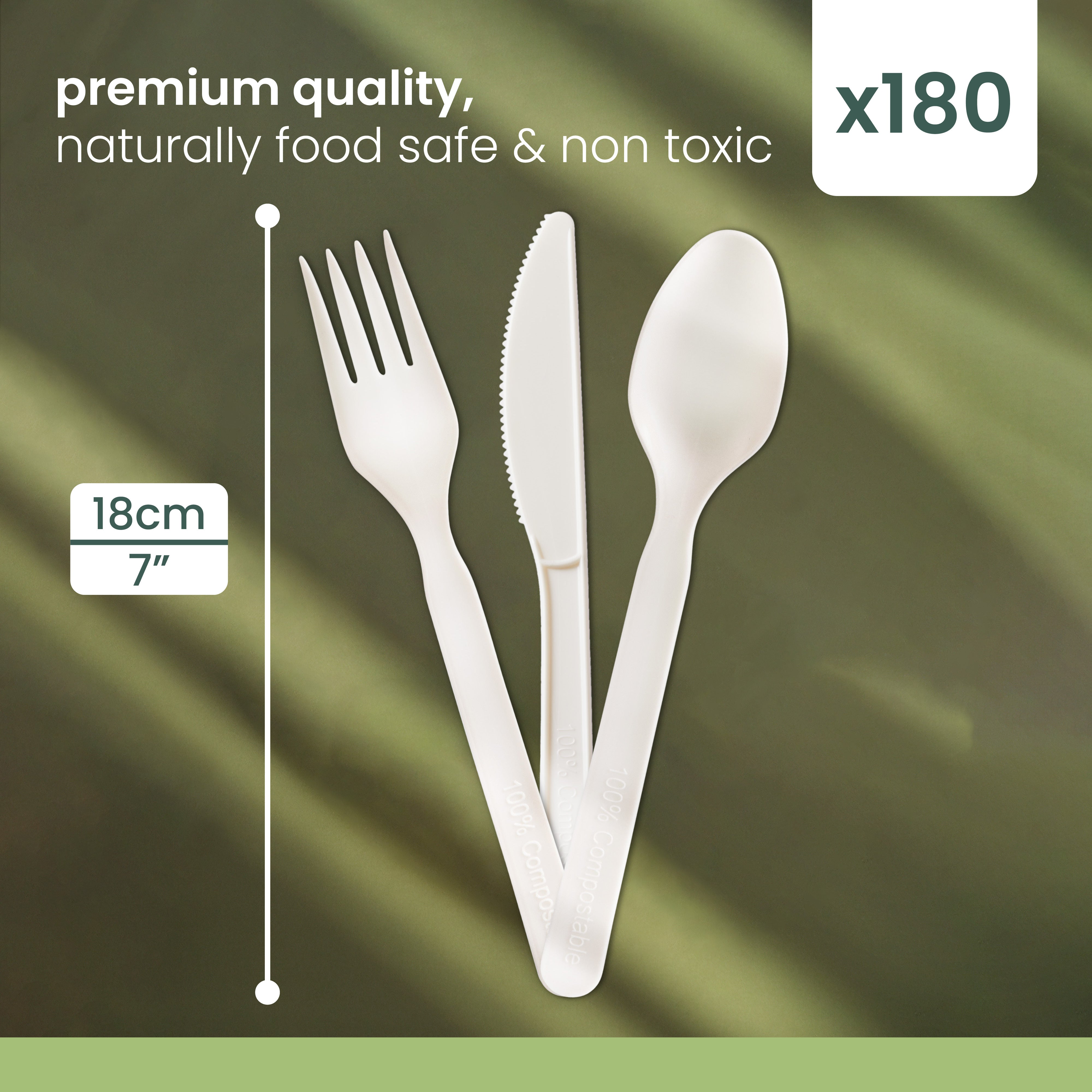 Haago PLA Cutlery Set posate bianche 180 pezzi compostabili