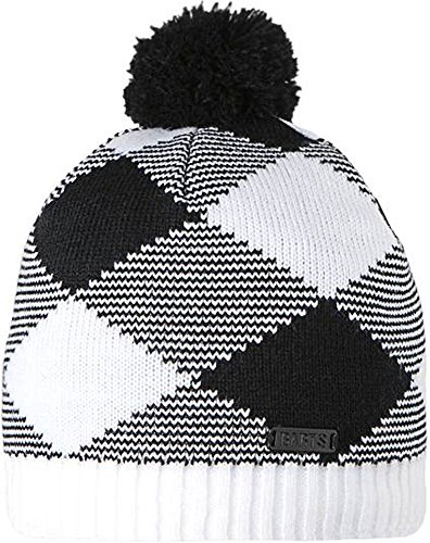 Barts Greg Beanie berretto pompon nero bianco a scacchi