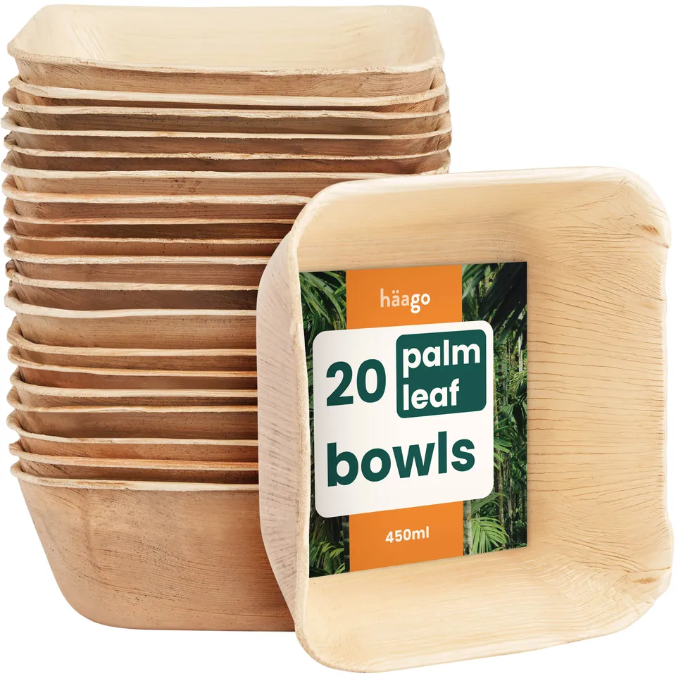 haago Palm Leaf Bowls ciotole quadrate 450ml 25 pezzi resistenti