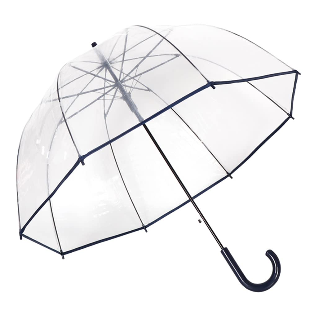 ThreeH ombrello trasparente automatico cupola nero 8 stecche