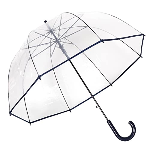 ThreeH ombrello trasparente automatico cupola nero 8 stecche