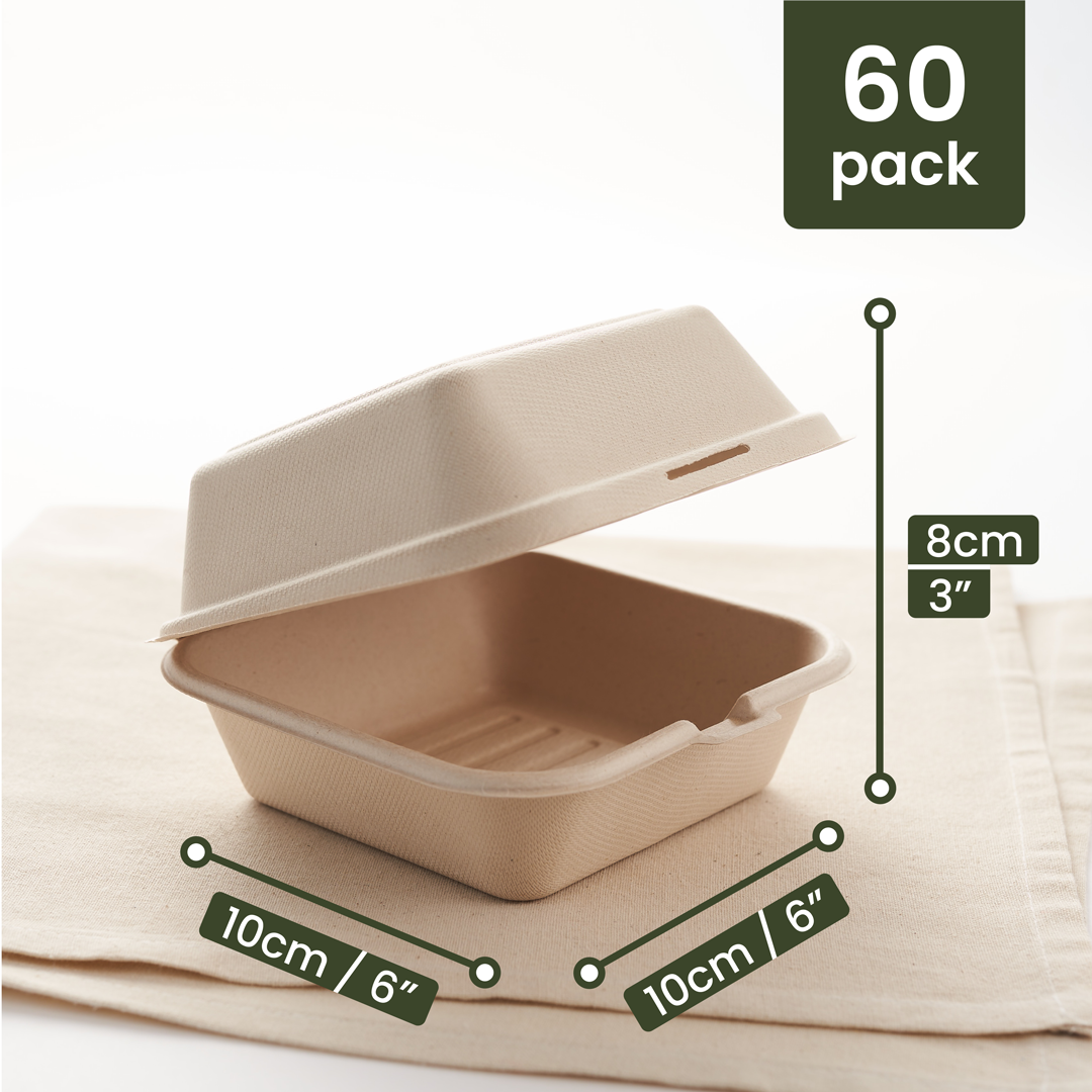 haago Sugarcane Trays & Boxes portaburger 15 cm 50 pezzi bio