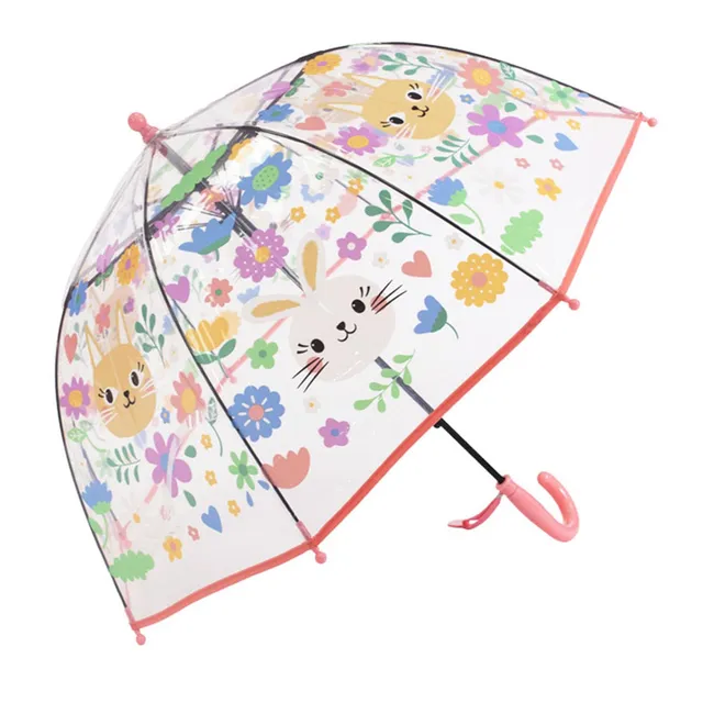 ThreeH ombrello bambini cupola trasparente rosa 70 cm