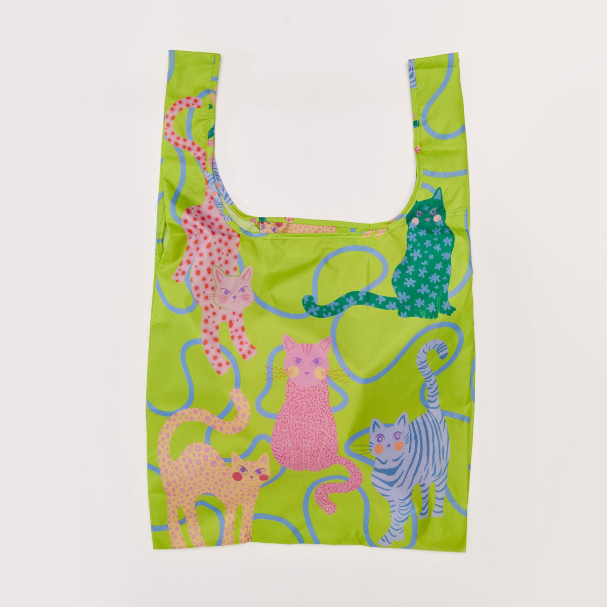 Original Duckhead Lime Arty Cats borsa riutilizzabile verde gatti