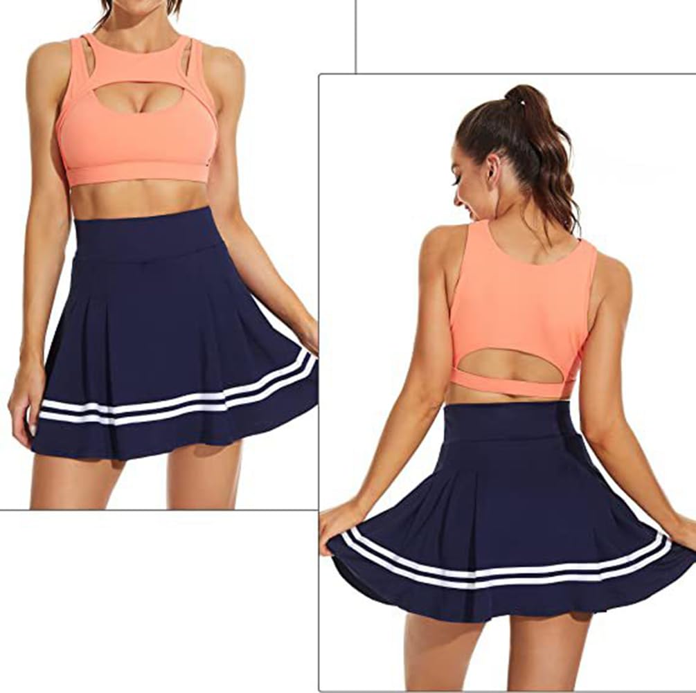 ThreeH Gonna Tennis Donna a Pieghe con Pantaloncini