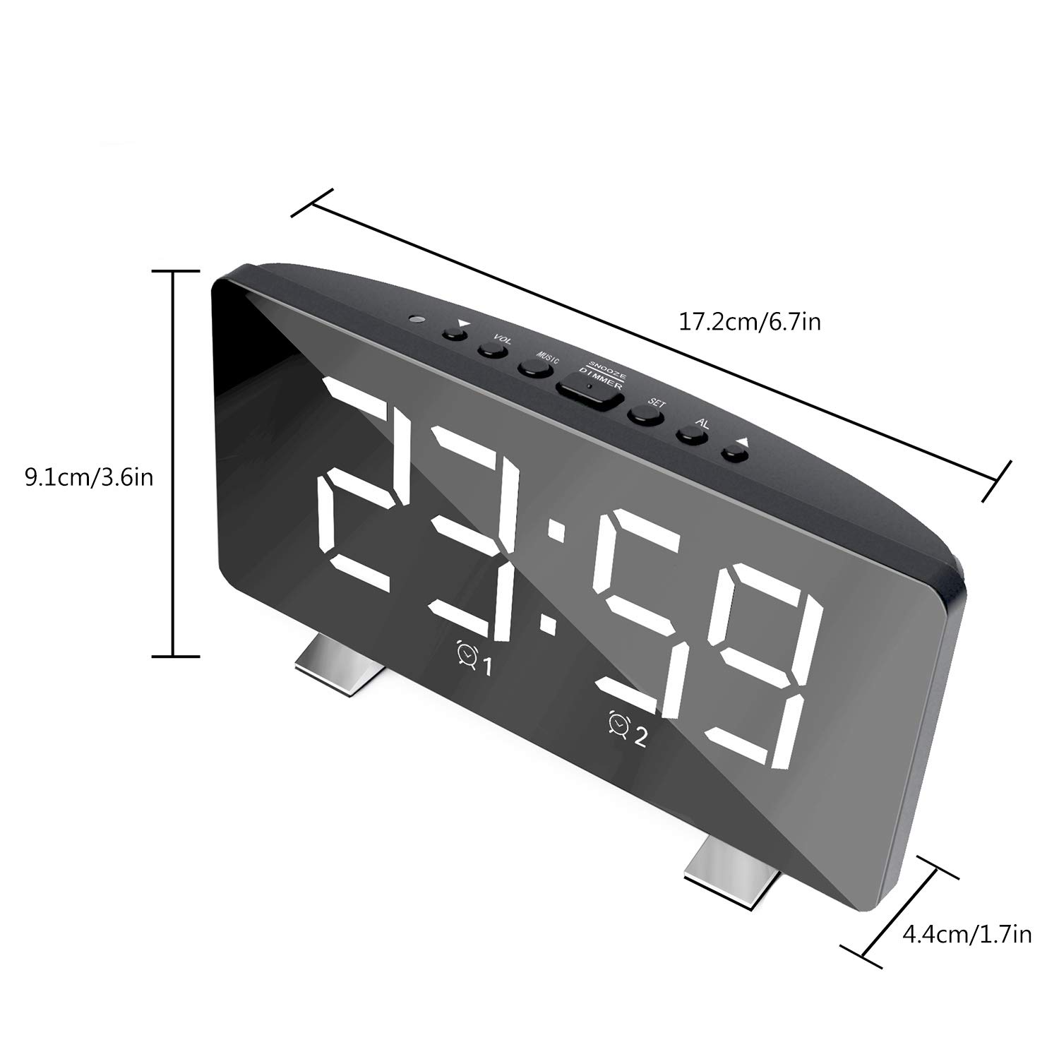 ThreeH radiosveglia digitale LED bianca con USB e FM