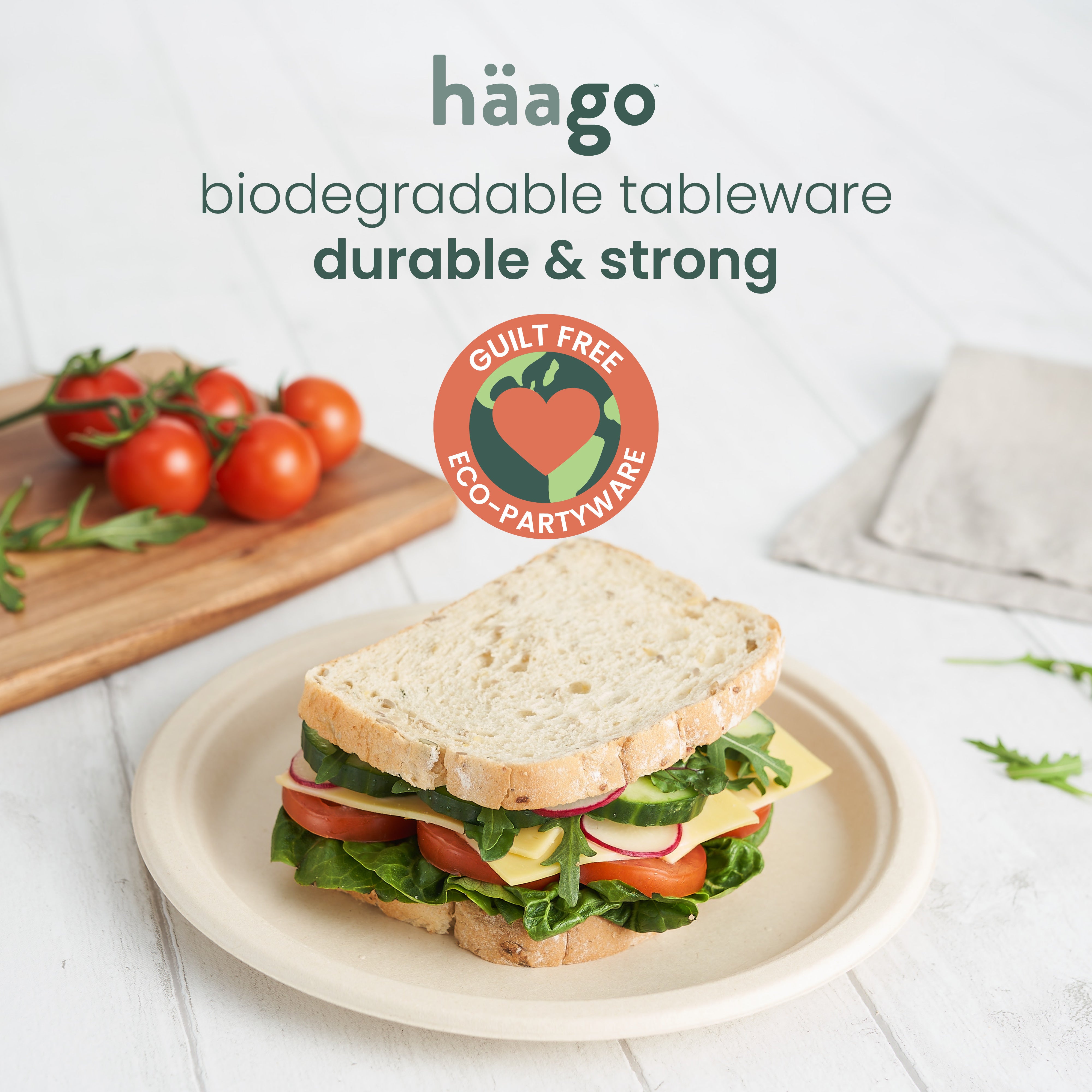 haago Sugarcane Plates piatti rotondi 26cm 100 pezzi biodegradabili