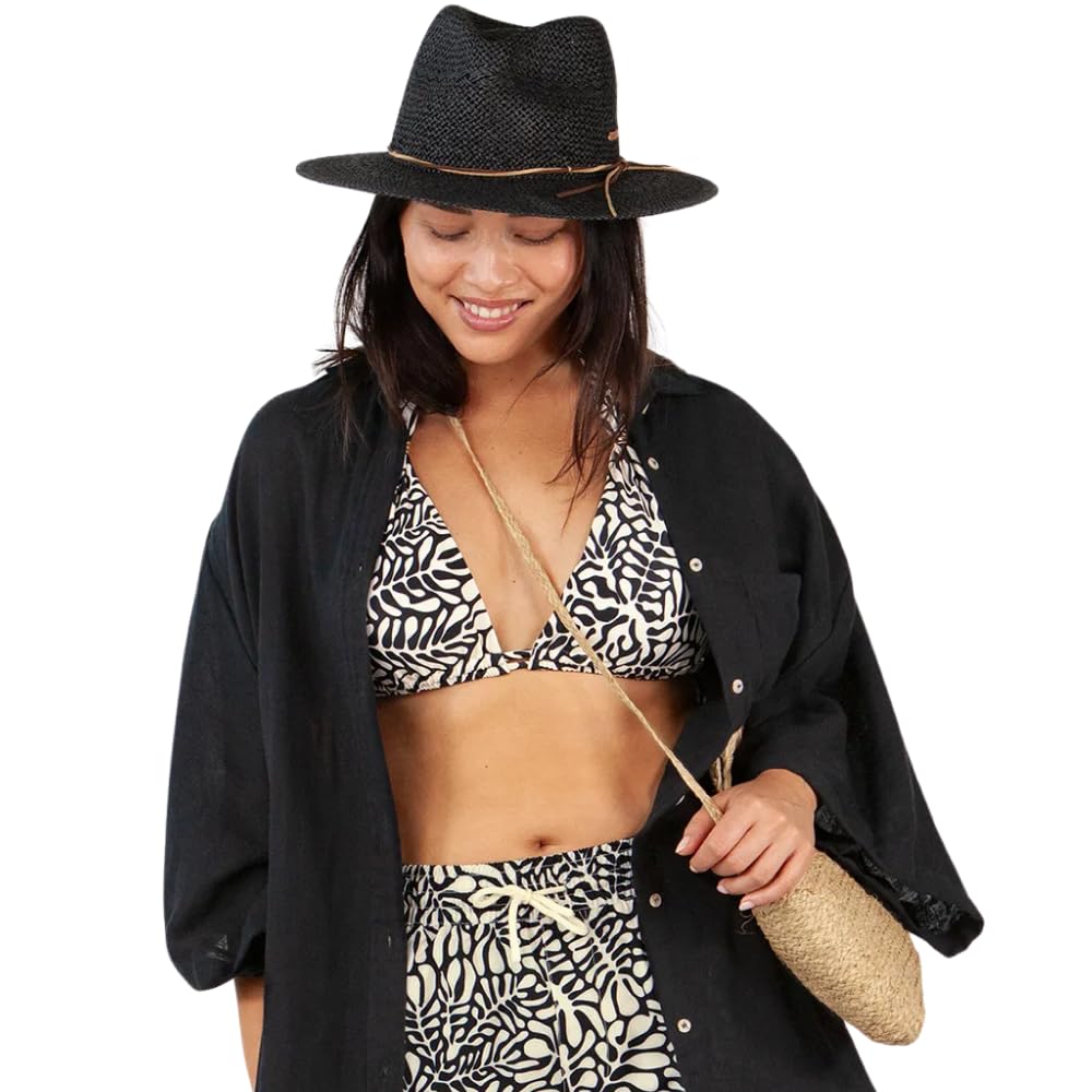 Barts Arday Cappello Paglia Nero a Falda Larga