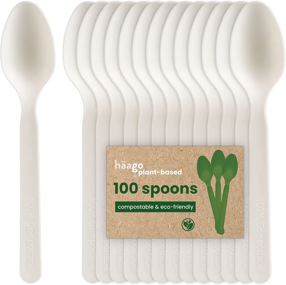 haago PLA Cutlery Cucchiai monouso 100 pezzi compostabili