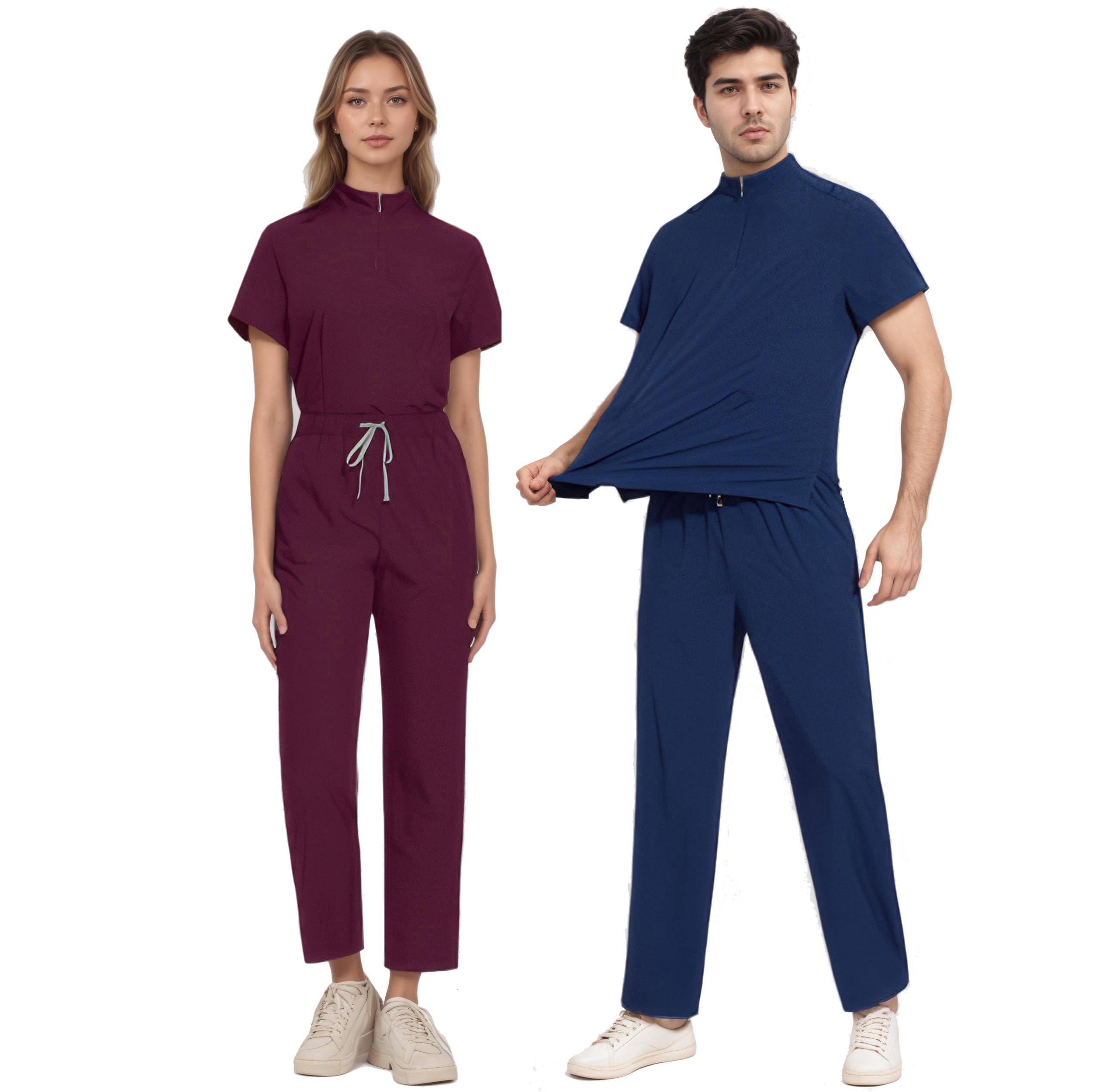 ThreeH divisa medica camice+pantaloni taglia M blu scuro