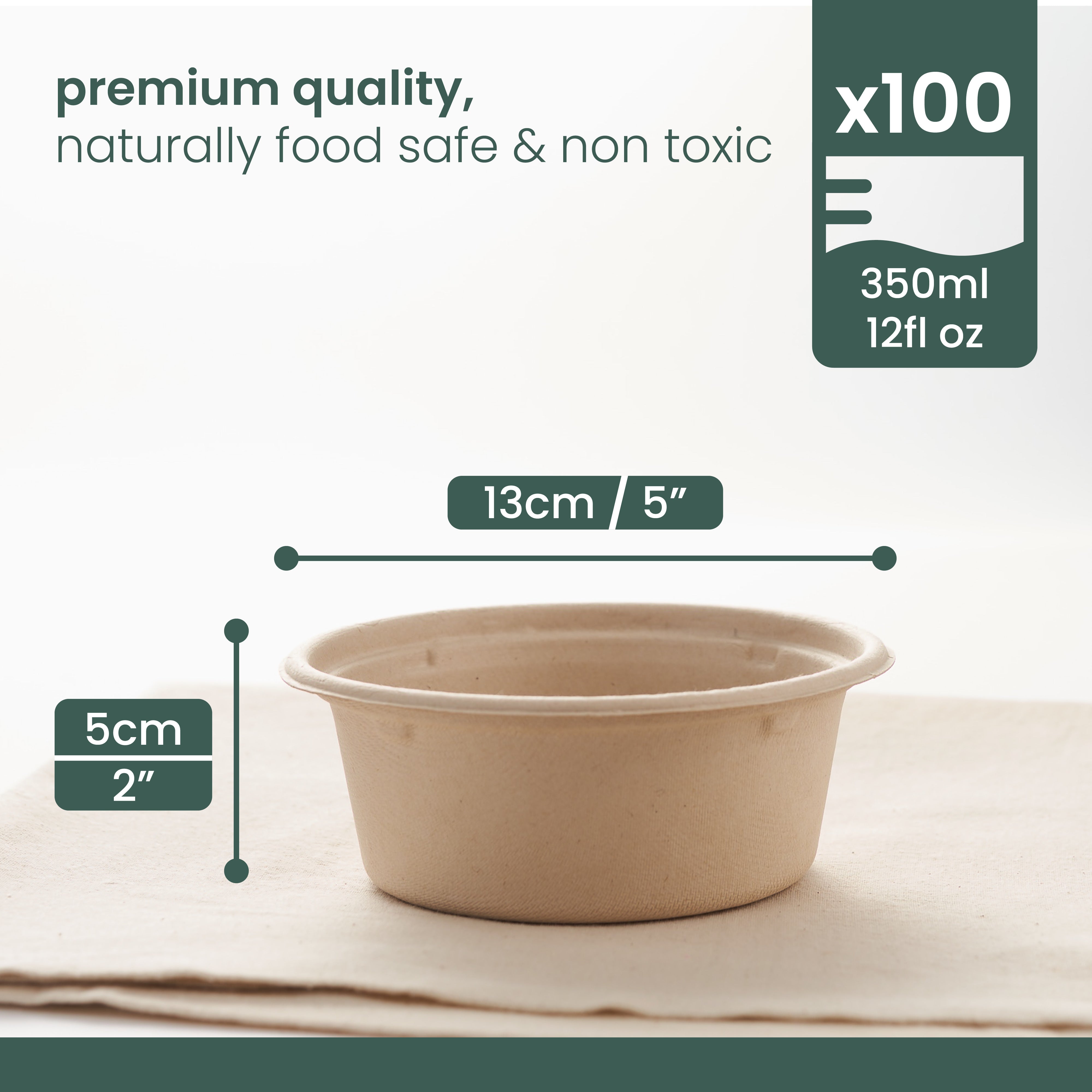 haago Sugarcane Trays & Boxes Ciotole 13cm 100 pezzi biodegradabili