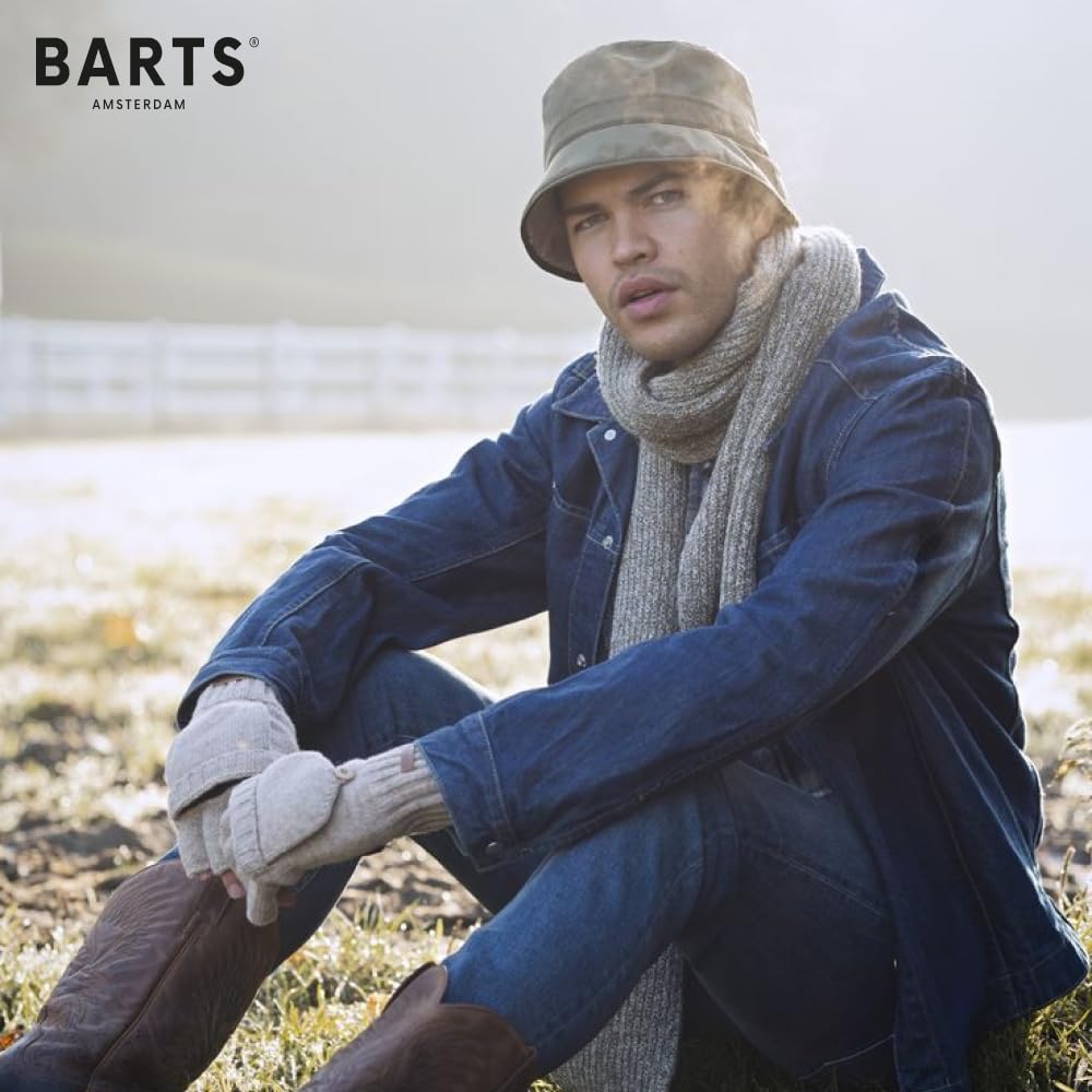 Barts Haakon Guanti Uomo Blu L/XL in Lana con Muffola