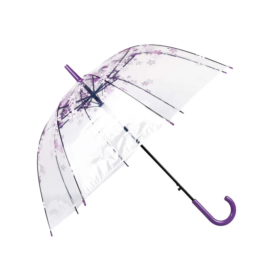 ThreeH KS11 Ombrello Trasparente Donna Viola Automatico