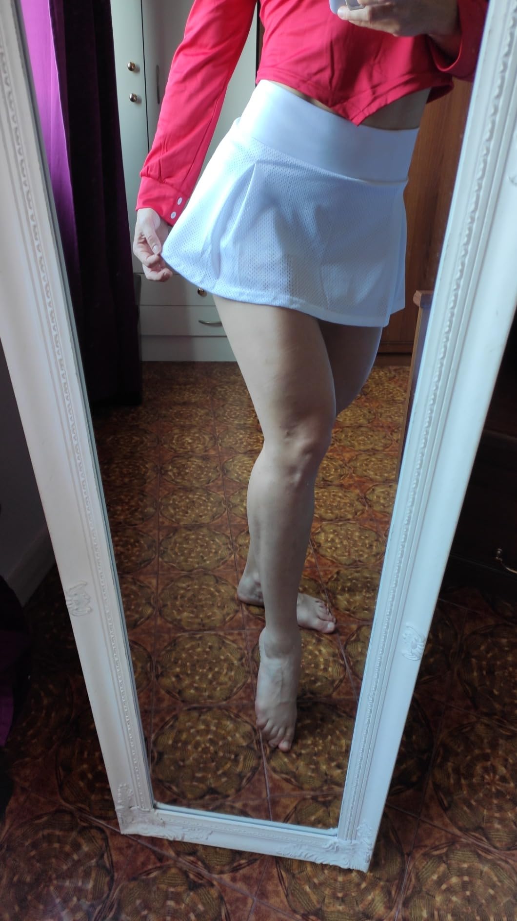 ThreeH Gonna Tennis Donna Pieghettata con Short Traspirante
