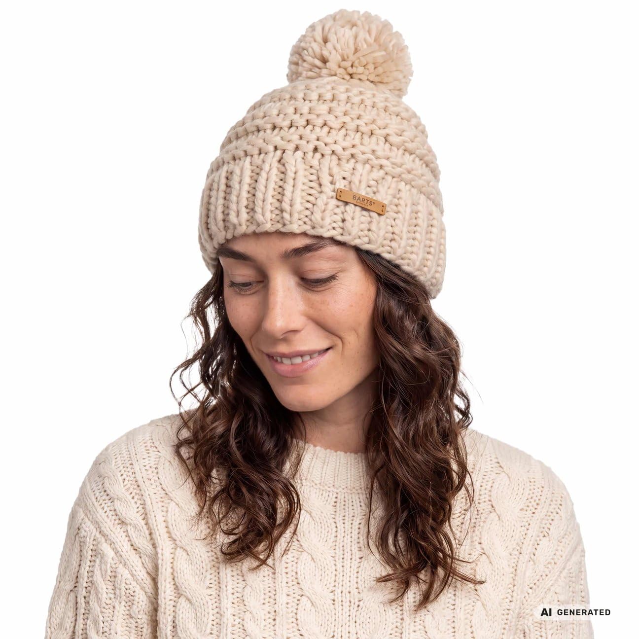Barts Jasmin Berretto Donna Beige XL con Pompon