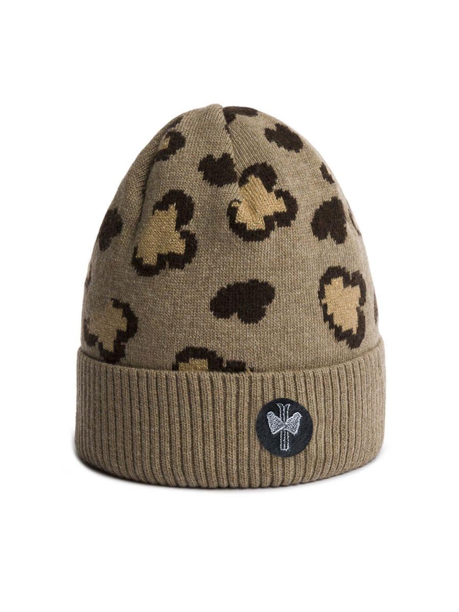 Pipolaki Ambra berretto donna leopardato beige