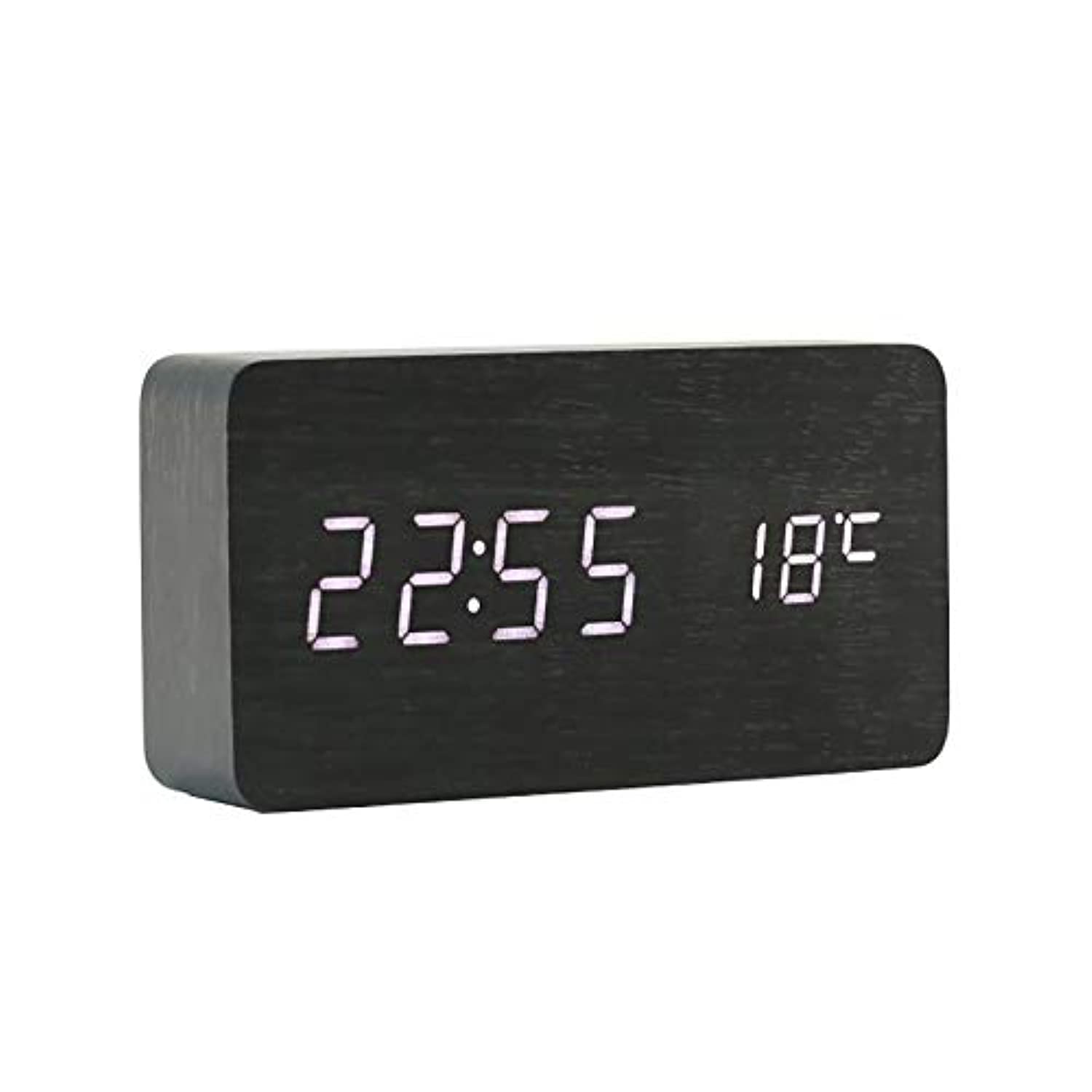 ThreeH Sveglia LED Legno Brown Red USB con Allarme