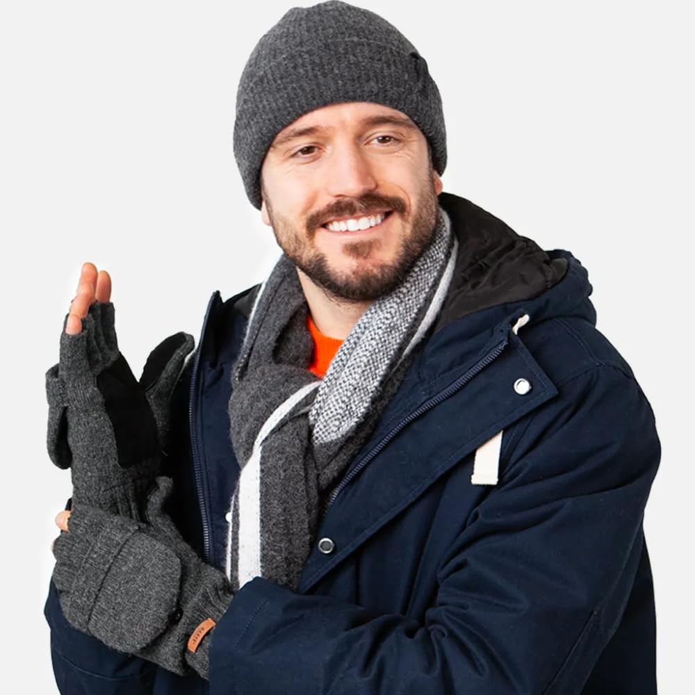Barts Haakon Guanti Uomo Blu L/XL in Lana con Muffola