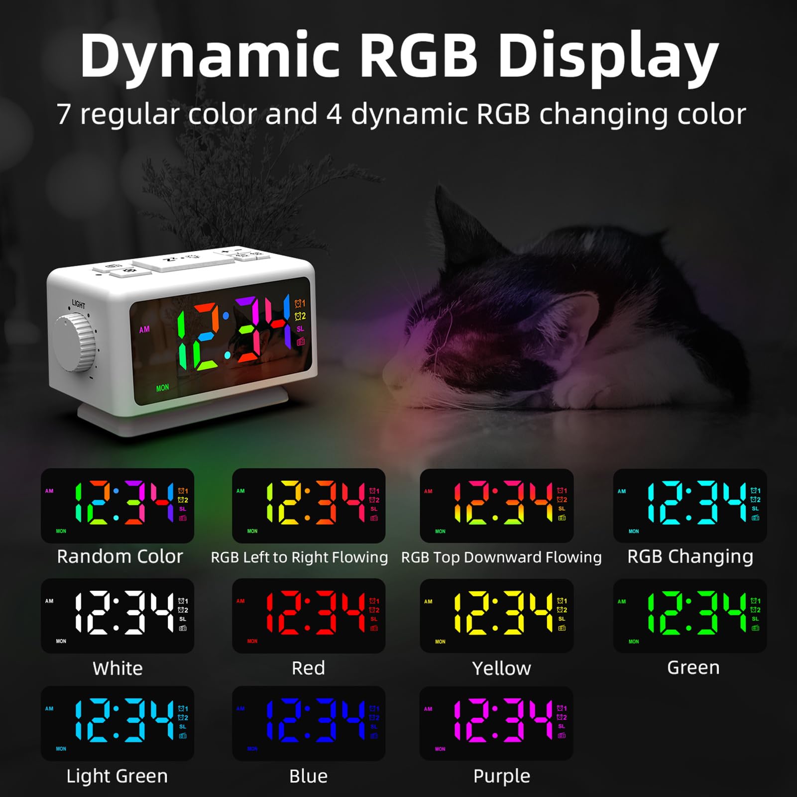 ThreeH radiosveglia RGB orologio bianco doppia sveglia