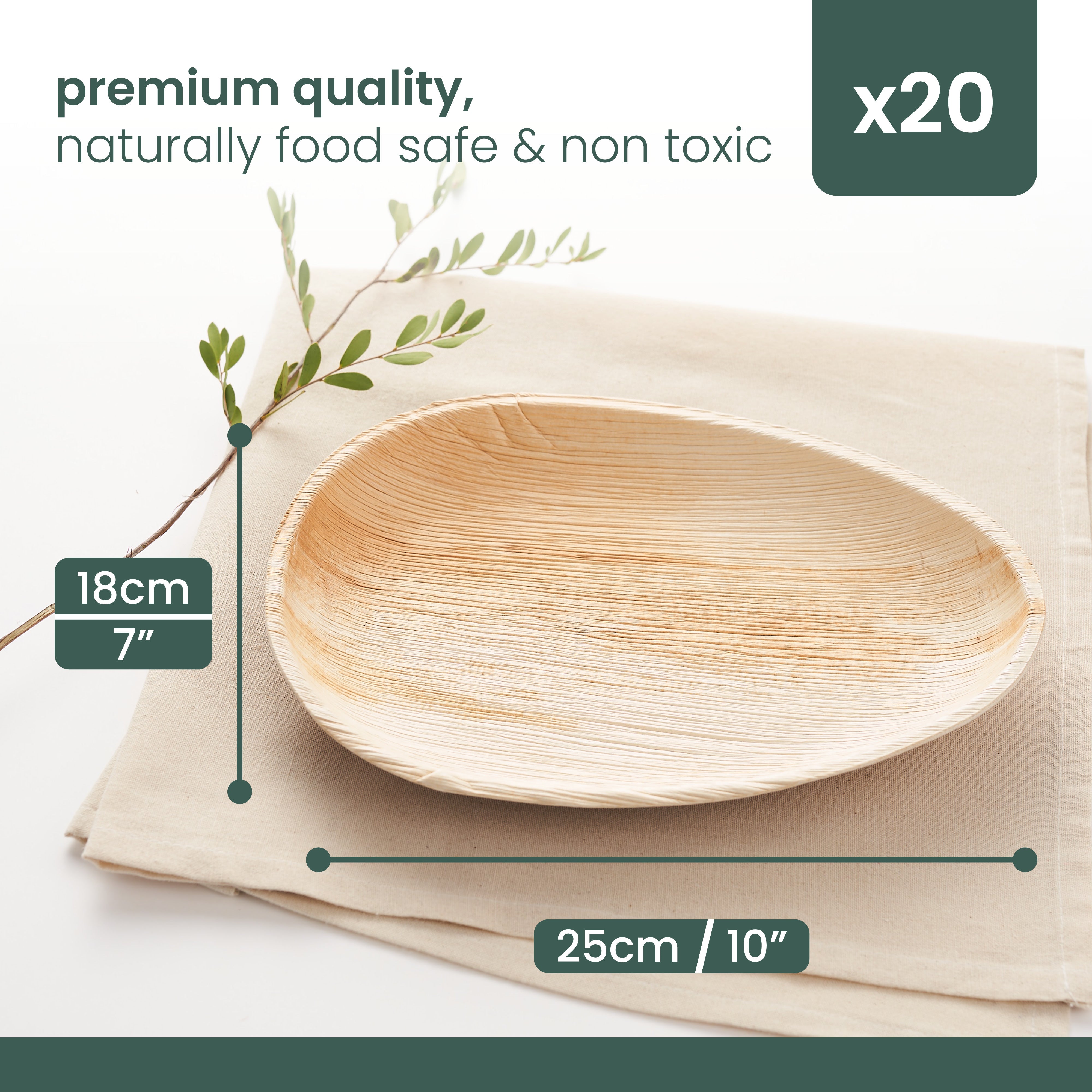 haago Palm Leaf Plates piatti goccia 25cm 20 pezzi compostabili