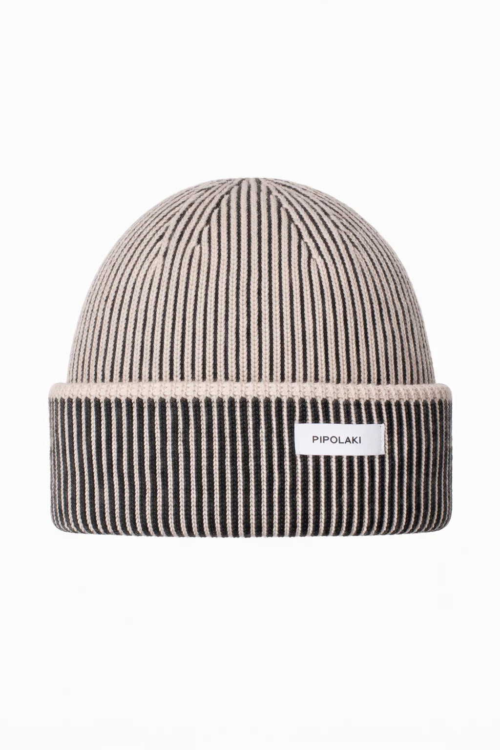 PIPOLAKI Ubac berretto lana merino nero/beige