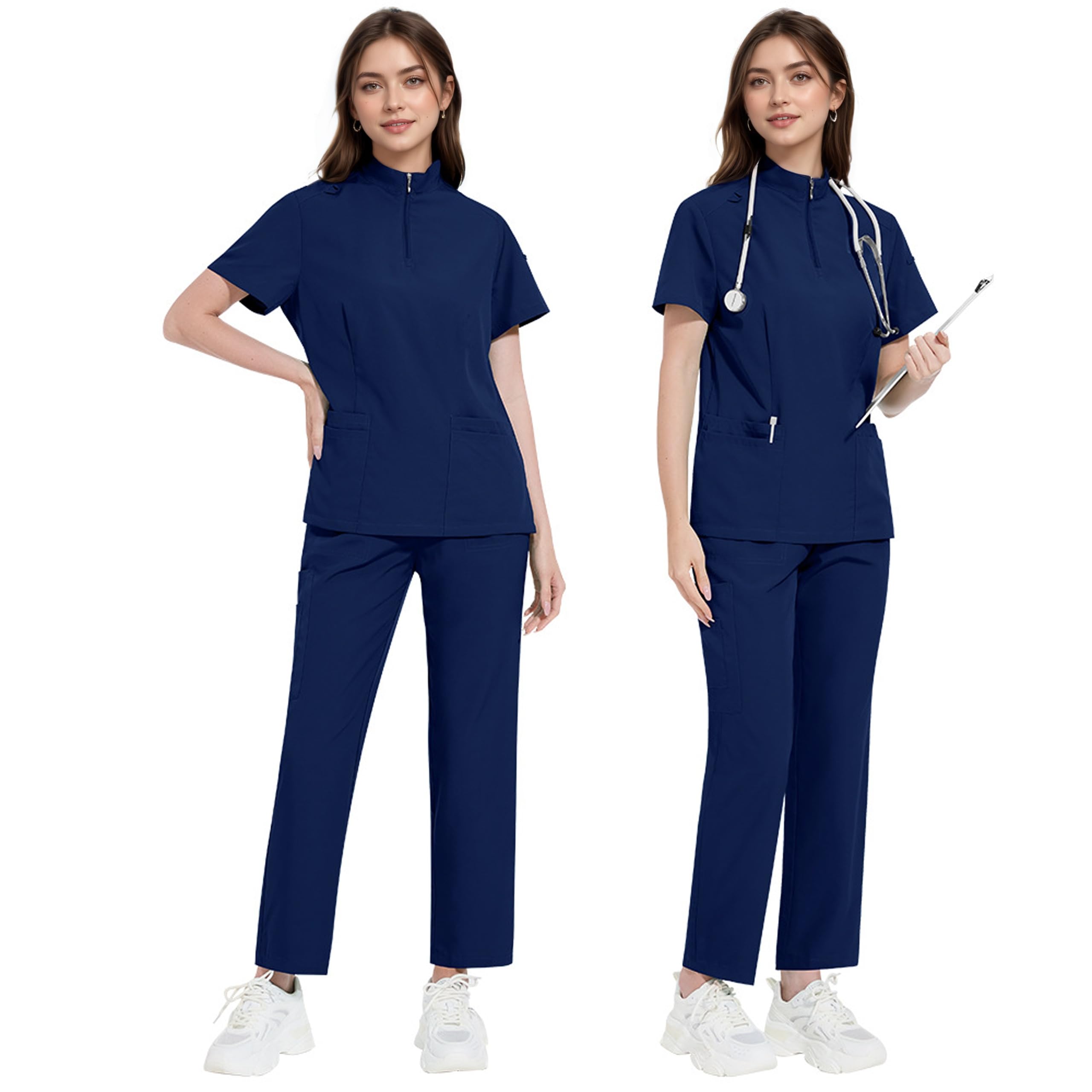 ThreeH divisa medica camice+pantaloni taglia M blu scuro