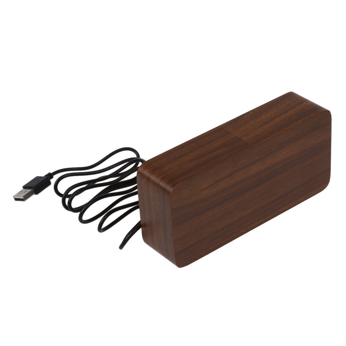 ThreeH Sveglia LED Legno Brown Red USB con Allarme