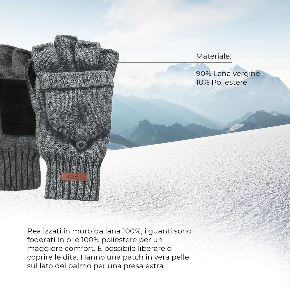 Barts Haakon guanti uomo blu navy lana taglia S-M