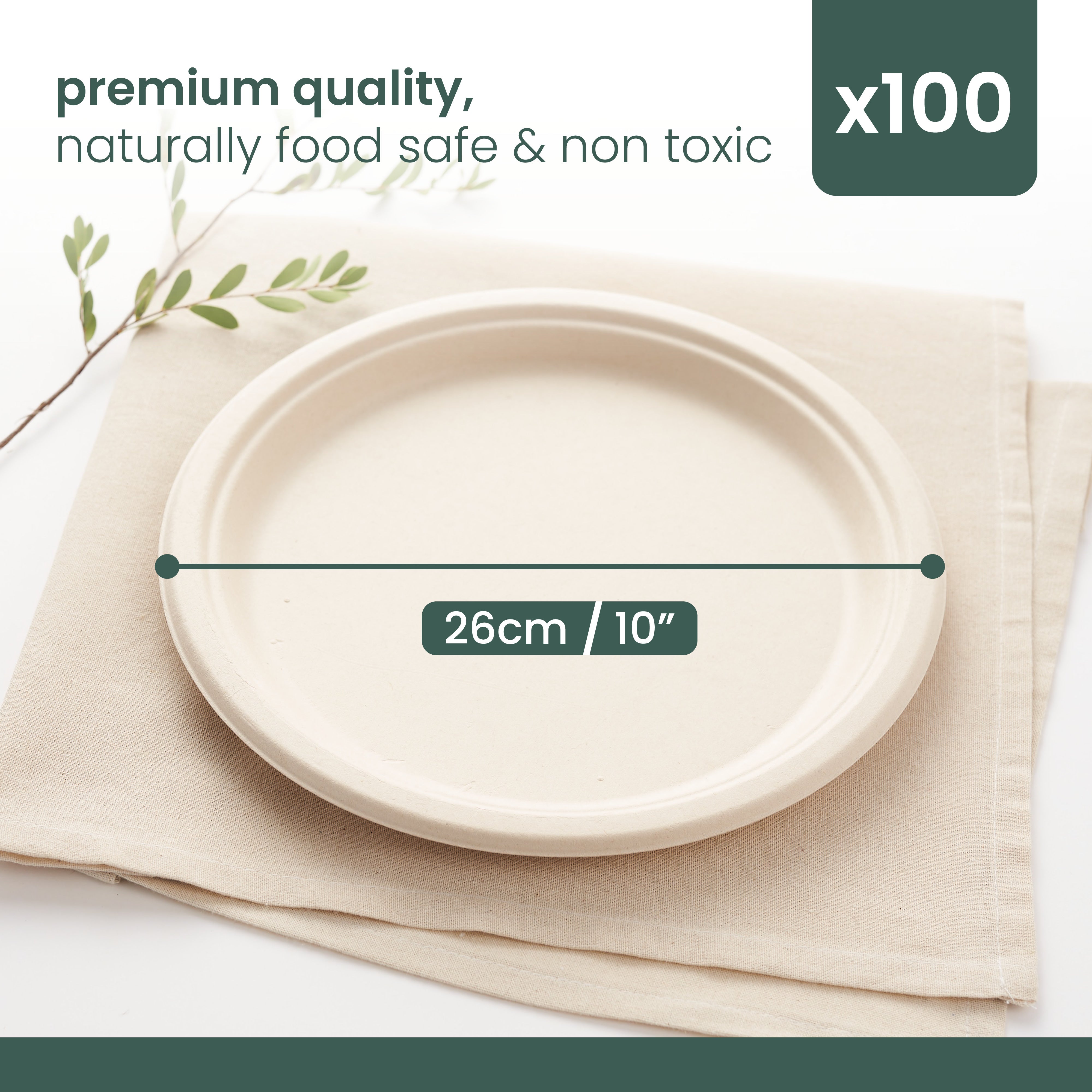 haago Sugarcane Plates piatti rotondi 26cm 100 pezzi biodegradabili