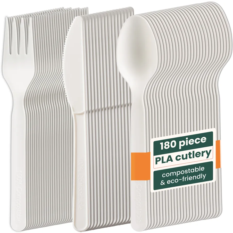Haago PLA Cutlery Set posate bianche 180 pezzi compostabili